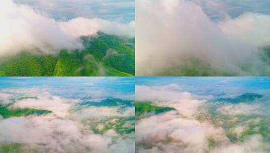 4k航拍杭州富阳云雾缭绕的群山云海最新高清在线视频素材下载