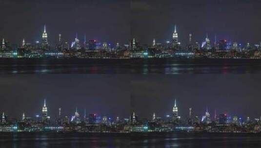 4K城市夜景隔岸高清在线视频素材下载