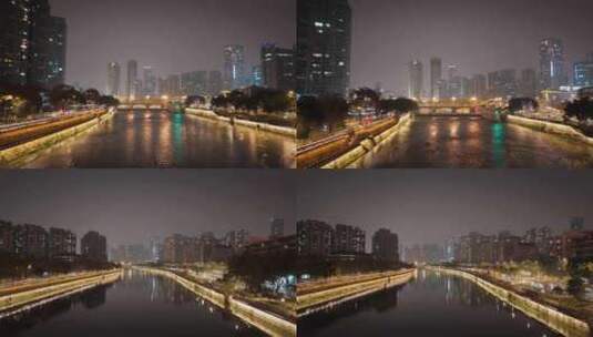 夜晚城市河流灯光高清在线视频素材下载