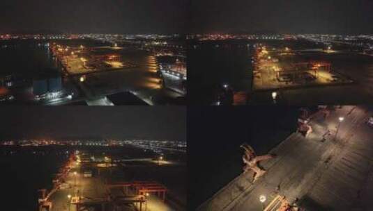 珠海高栏港夜景航拍高清在线视频素材下载