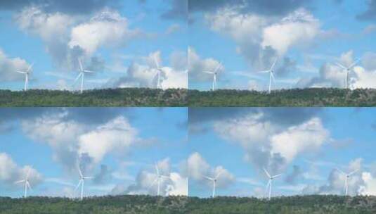 蓝天白云下的风力发电机高清在线视频素材下载