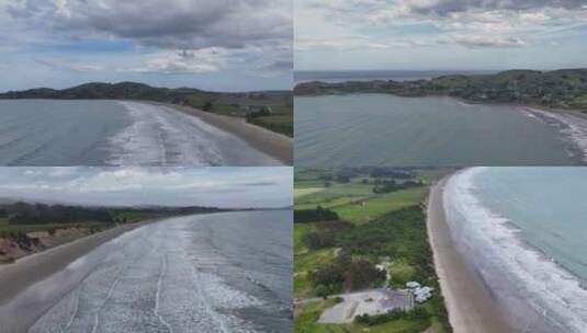 延时航拍新西兰奥玛鲁海滩风光高清在线视频素材下载