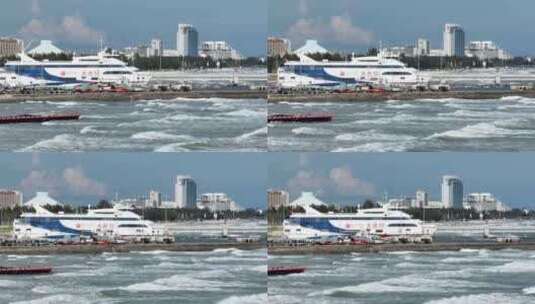 北海国际客运港开往涠洲岛的游船高清在线视频素材下载