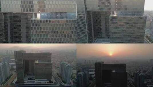 厦门环东新城建筑和夕阳航拍高清合集高清在线视频素材下载