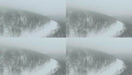 高山雪场雪道滑雪高清在线视频素材下载