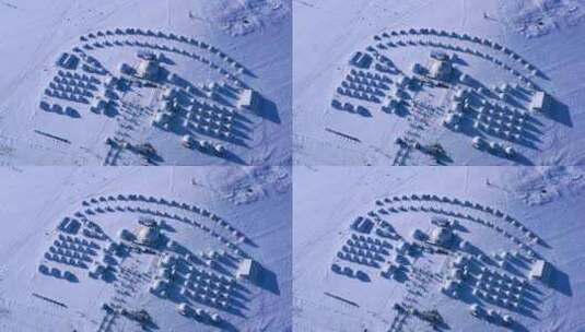 冬季雪原上的蒙古包高清在线视频素材下载