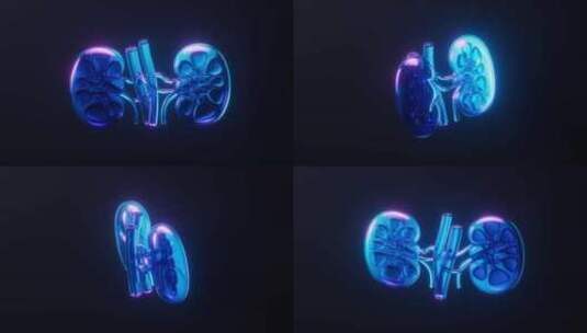 肾脏与霓虹灯光效果循环动画3D渲染高清在线视频素材下载