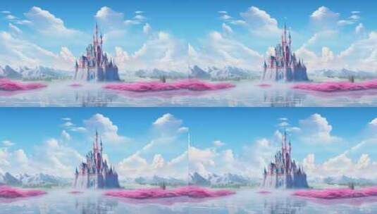 5k梦幻粉色城堡2高清在线视频素材下载