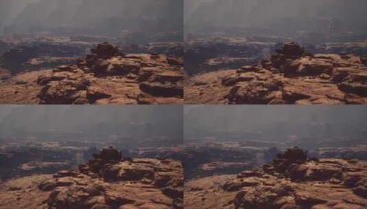 深红陛下雄伟的岩石峡谷与高耸的山景高清在线视频素材下载