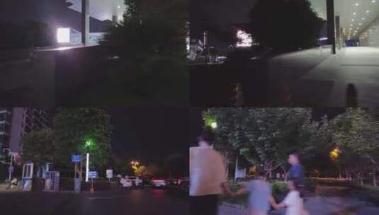 夜晚城市绿化带高清在线视频素材下载