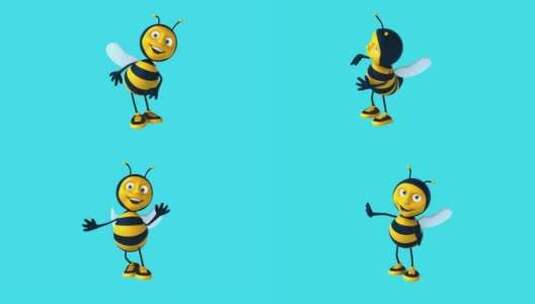有趣的3D卡通蜜蜂跳舞（包括alpha通高清在线视频素材下载
