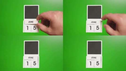 06.绿色背景上日期为6月15日的日历。高清在线视频素材下载