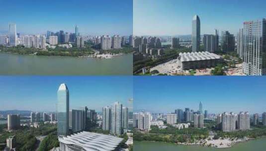 惠州城市CBD航拍高清在线视频素材下载