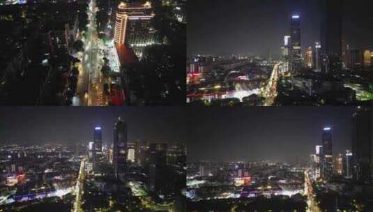 航拍广东广州夜景城市大道高清在线视频素材下载