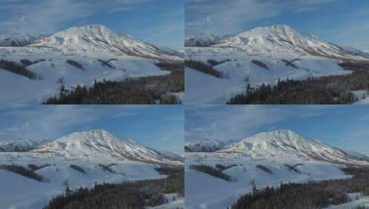 新疆北疆阿勒泰喀纳斯冬季雪景童话世界航拍高清在线视频素材下载