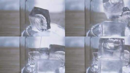 冰块玻璃杯特写高清在线视频素材下载