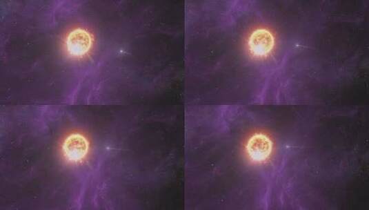 闪烁的流星飞向太阳紫色星云气体高清在线视频素材下载