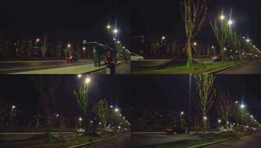 夜晚马路夜景车流人流视频素材高清在线视频素材下载