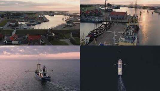 港口出海的渔船高清在线视频素材下载