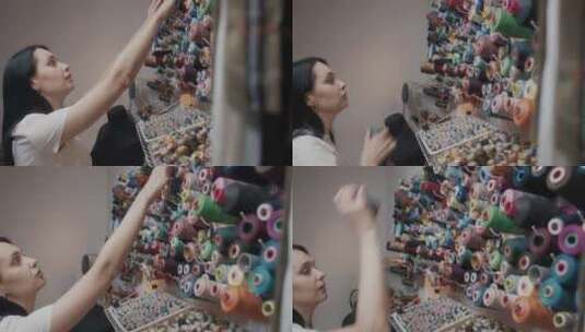 女人，女裁缝，时装设计，线程高清在线视频素材下载