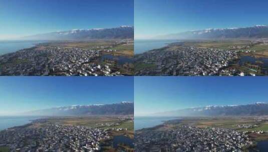 航拍云南旅游大理苍山洱海乡村田园风景高清在线视频素材下载