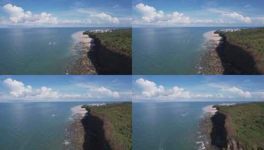 广西北海涠洲岛鳄鱼山蓝天白云航拍高清在线视频素材下载