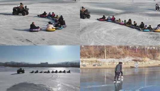 滑冰 冰雪节 溜冰 冰上运动冰上摩托高清在线视频素材下载