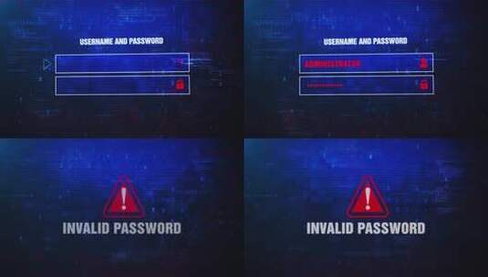 无效的密码警报警告错误消息在屏幕上闪烁高清在线视频素材下载