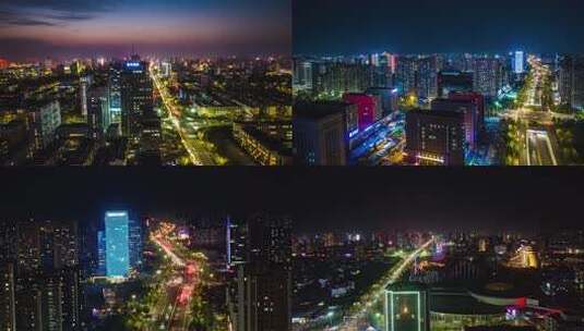 潍坊航拍城市夜景素材高清在线视频素材下载