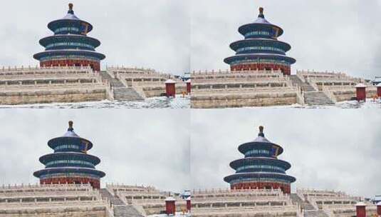 大雪纷飞北京天坛祈年殿雪景延时高清在线视频素材下载