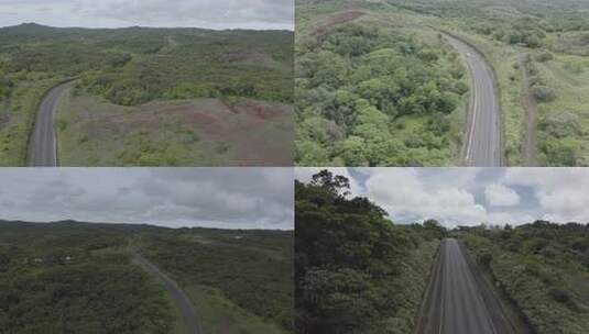 【4K】热带海岛原始森林雨林公路驾驶航拍高清在线视频素材下载