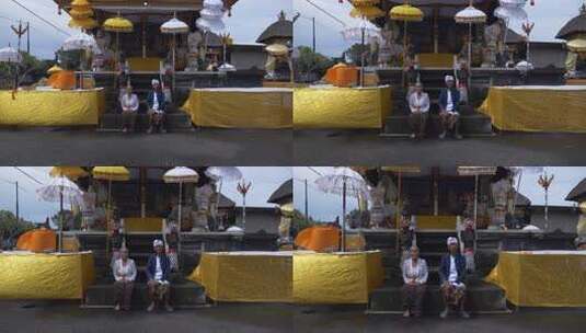 巴厘岛印度教传统祭祀仪式节日庆典上的老人高清在线视频素材下载