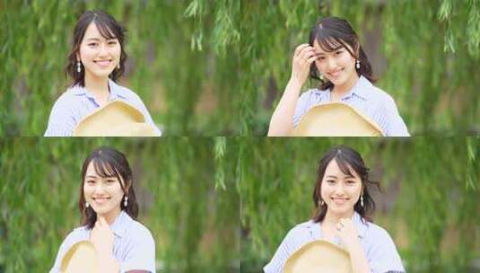 麦帽子持女性高清在线视频素材下载