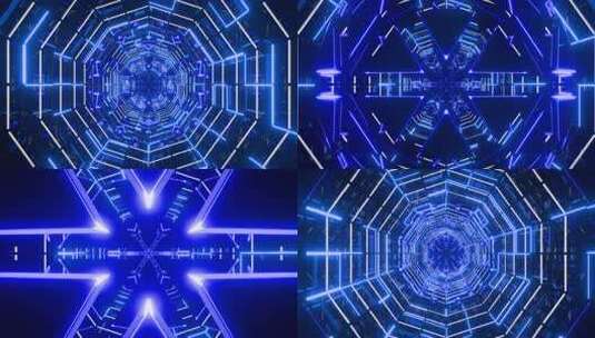 蓝色霓虹科技感隧道画面高清在线视频素材下载