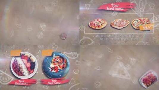 可爱轻快餐厅菜谱幻灯片视频展示AE模板高清AE视频素材下载