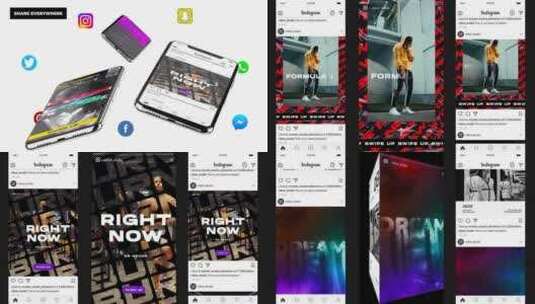 45动态Instagram故事和帖子品牌宣传AE模板高清AE视频素材下载
