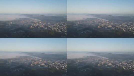 贵州凯里航拍 云雾袅绕的凯里 DJI_0031高清在线视频素材下载