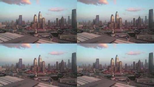 天津海河建筑城市夜景日落风光航拍高清在线视频素材下载