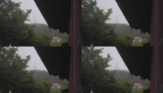 雨天屋檐下雨雨水惊蛰禅意古风清明大暑高清在线视频素材下载