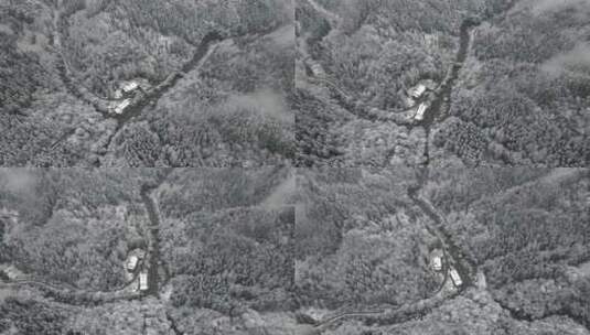 冬天森林雪景小屋高清在线视频素材下载