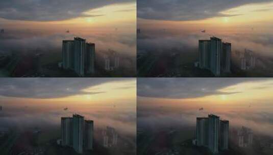 迷雾笼罩的城市高清在线视频素材下载