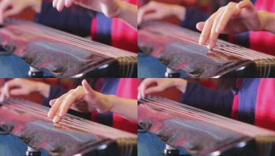 弹琴古筝古琴演奏高清在线视频素材下载