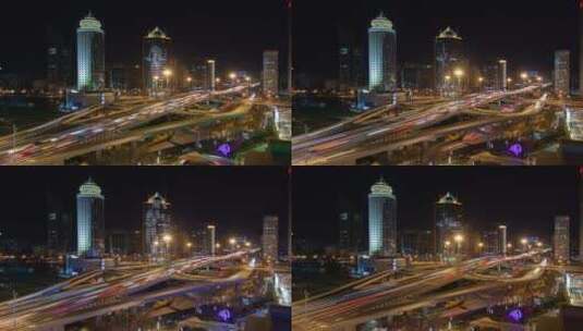 夜晚城市立交桥交通延时高清在线视频素材下载