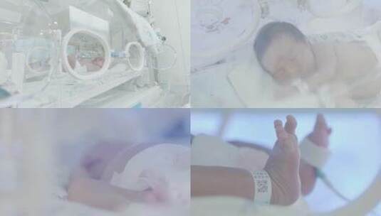 新生儿科新生儿保温箱睡觉日常高清在线视频素材下载