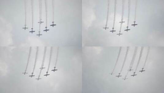 5架飞机在天空中飞行高清在线视频素材下载