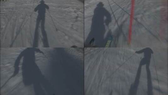 一个滑雪者滑雪的影子高清在线视频素材下载