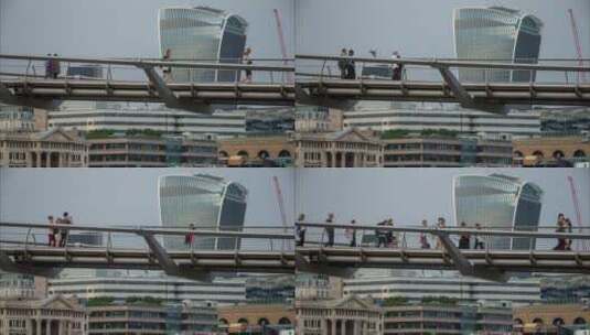 天桥上的行人高清在线视频素材下载