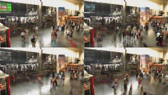 罗马中央火车站乘客的延时拍摄高清在线视频素材下载