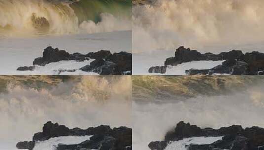 巨浪卷入夏威夷海岸高清在线视频素材下载