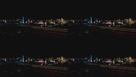 航拍武汉城市夜景灯光高清在线视频素材下载